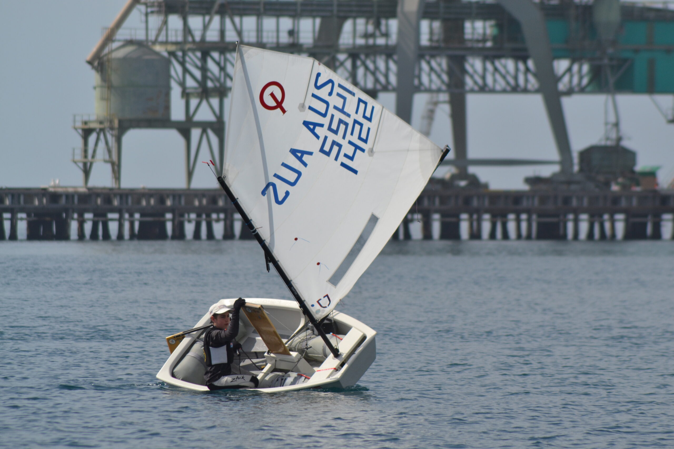 Ben Hinks (ASC) sailing in Port Lincoln at last year's Tri Series event.