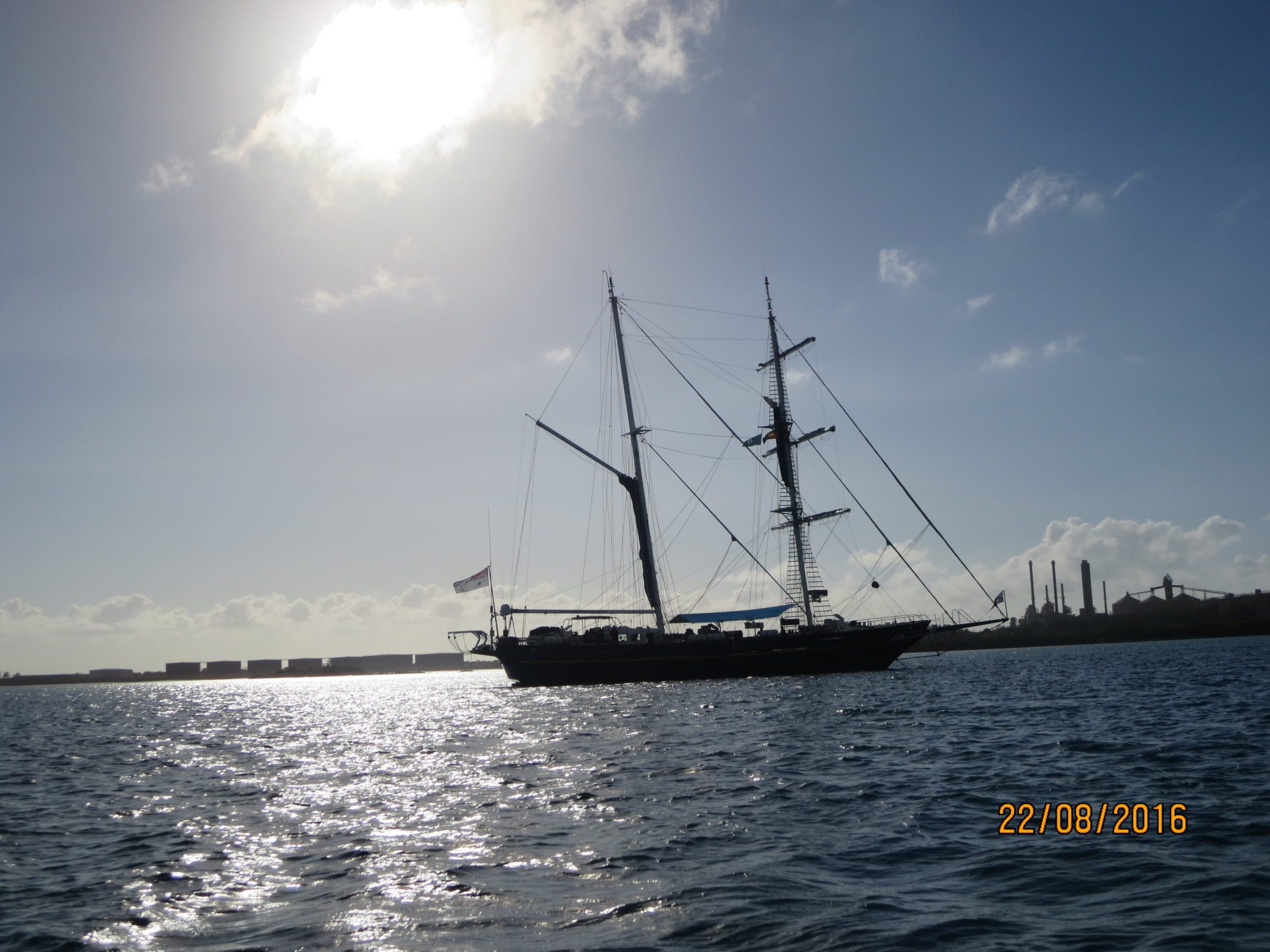 The young endeavour has two masts and is a lot bigger than an international cadet.