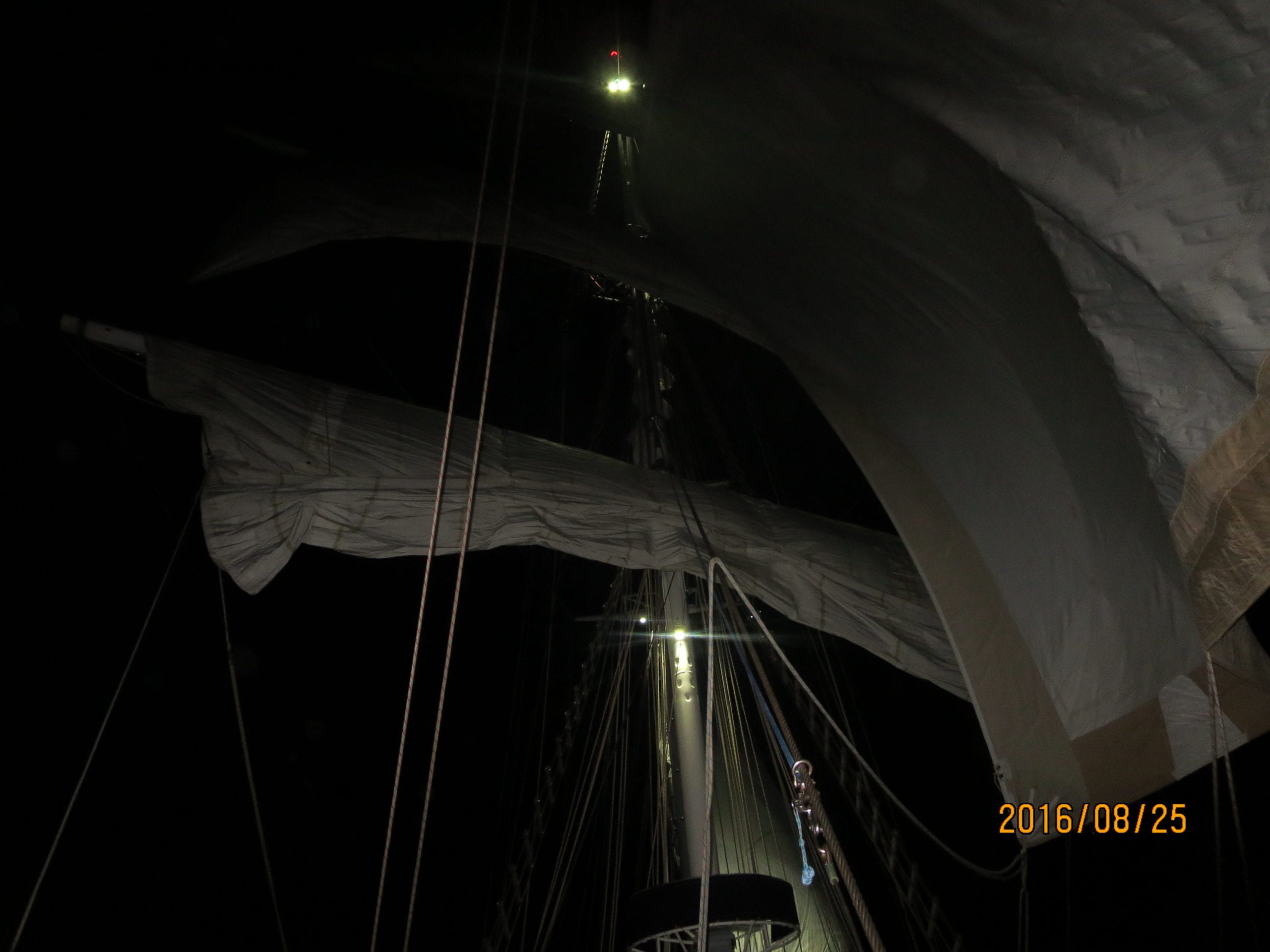 Sailing at night was also a new experience for Issy.