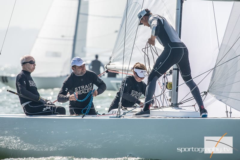 Cowes Etchells Fleet Captain and Regatta Director, David Franks, had a stellar day on the water. Photo: Sportography.tv
