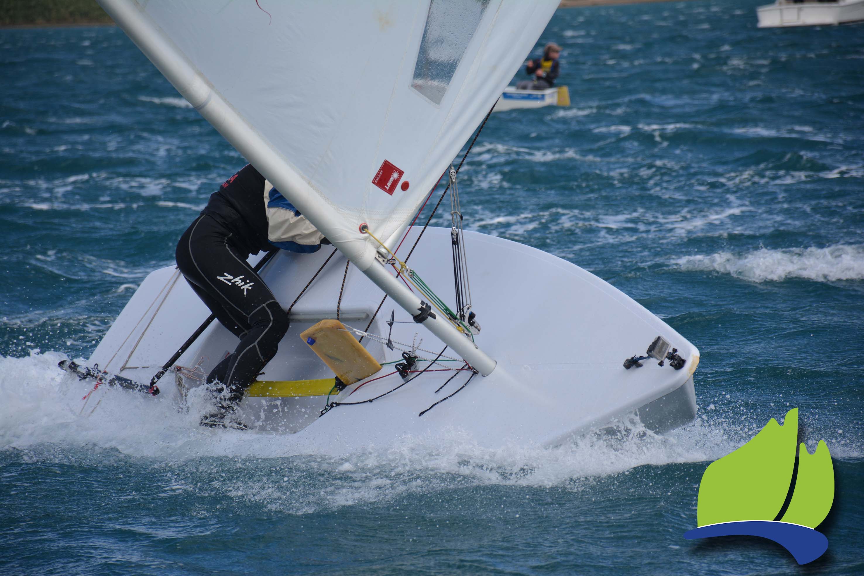 Things got hectic for laser sailor Sarah Dredge as the breeze picked up on the Sunday.