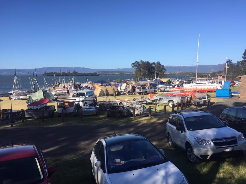 The rigging area doubled as a campsite for the sailors that traveled to Port Kembla Sailing Club from right across the state.