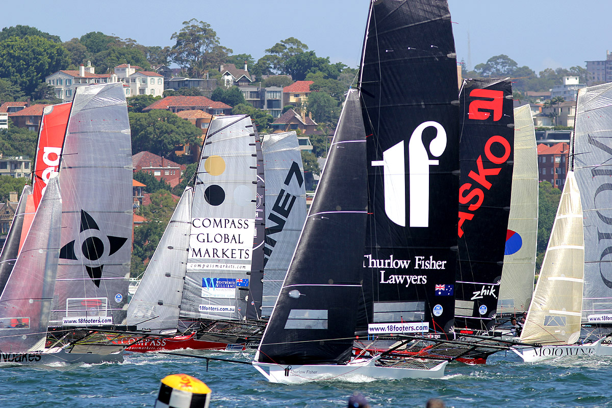 off-to-a-close-start-in-todays-18ft-skiff-race-on-sydney-harbour