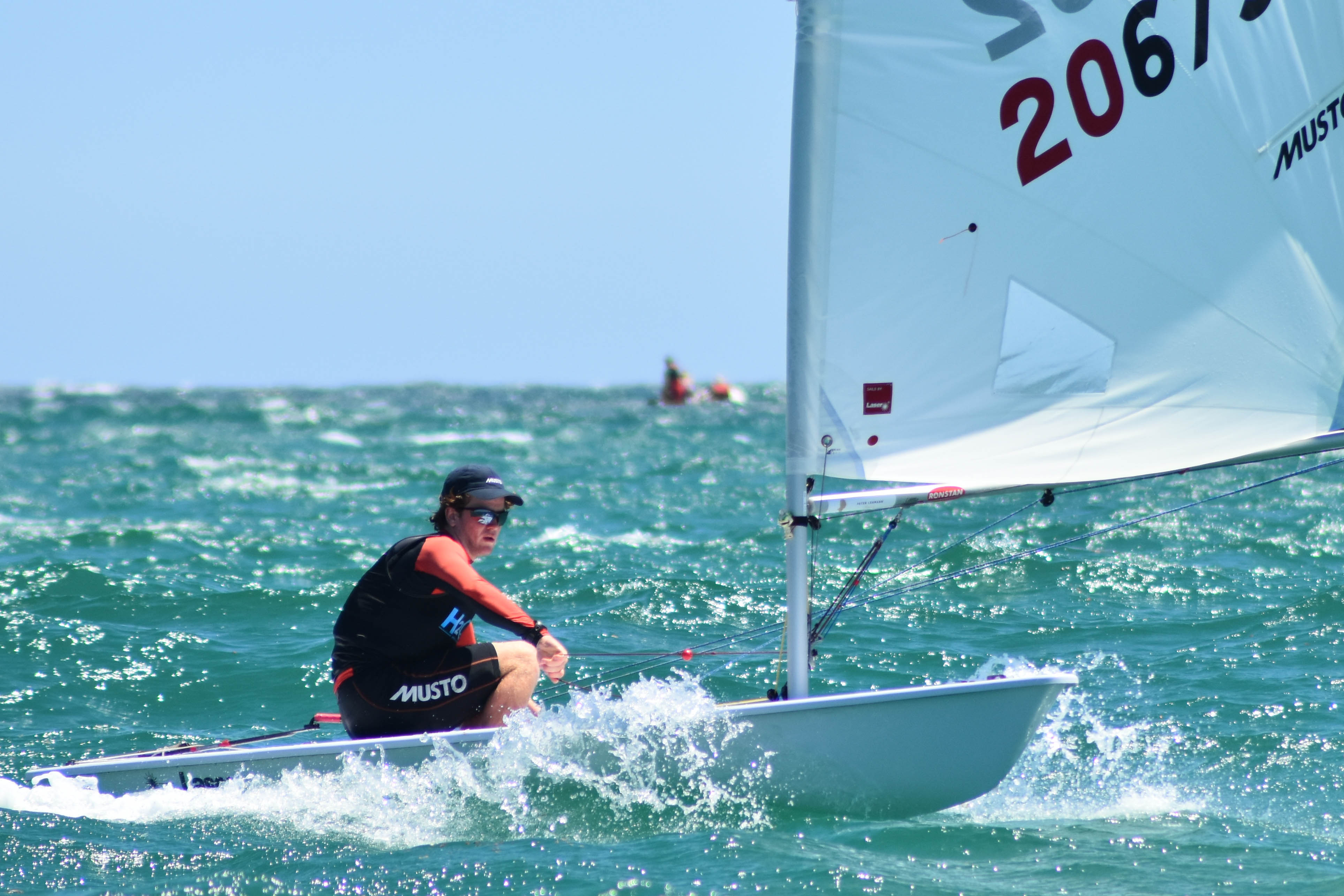 Sam King racing in yesterday's practice race. Photo: Down Under Sail
