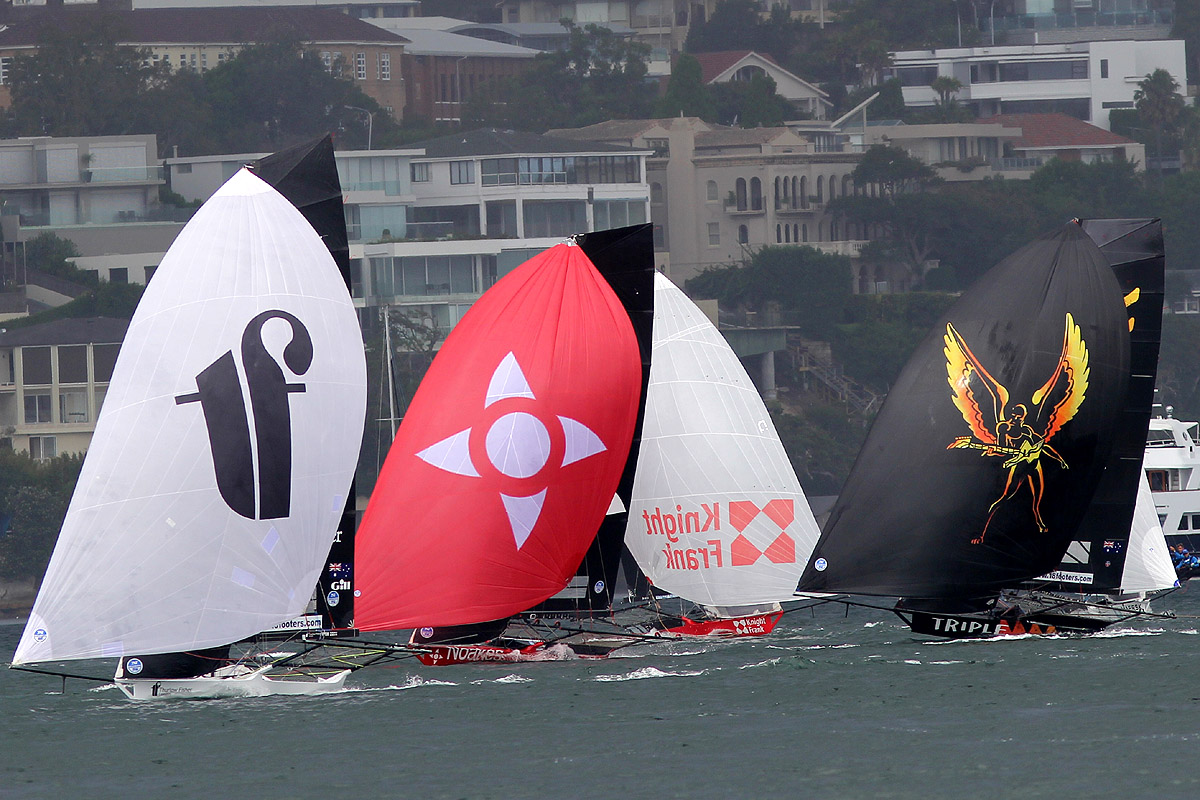 Thurlow Fisher leads Noakesailing, Knight Frank and Triple M after rounding the windward mark