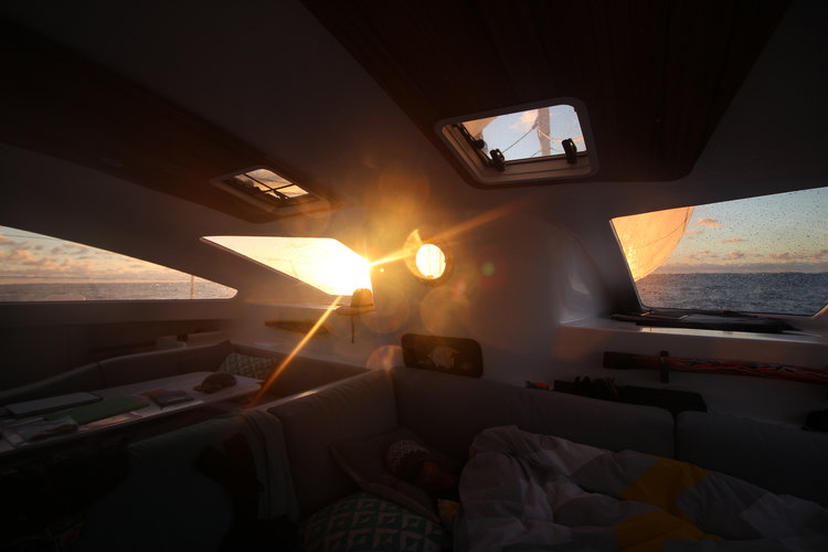 Sunrise from inside the boat.