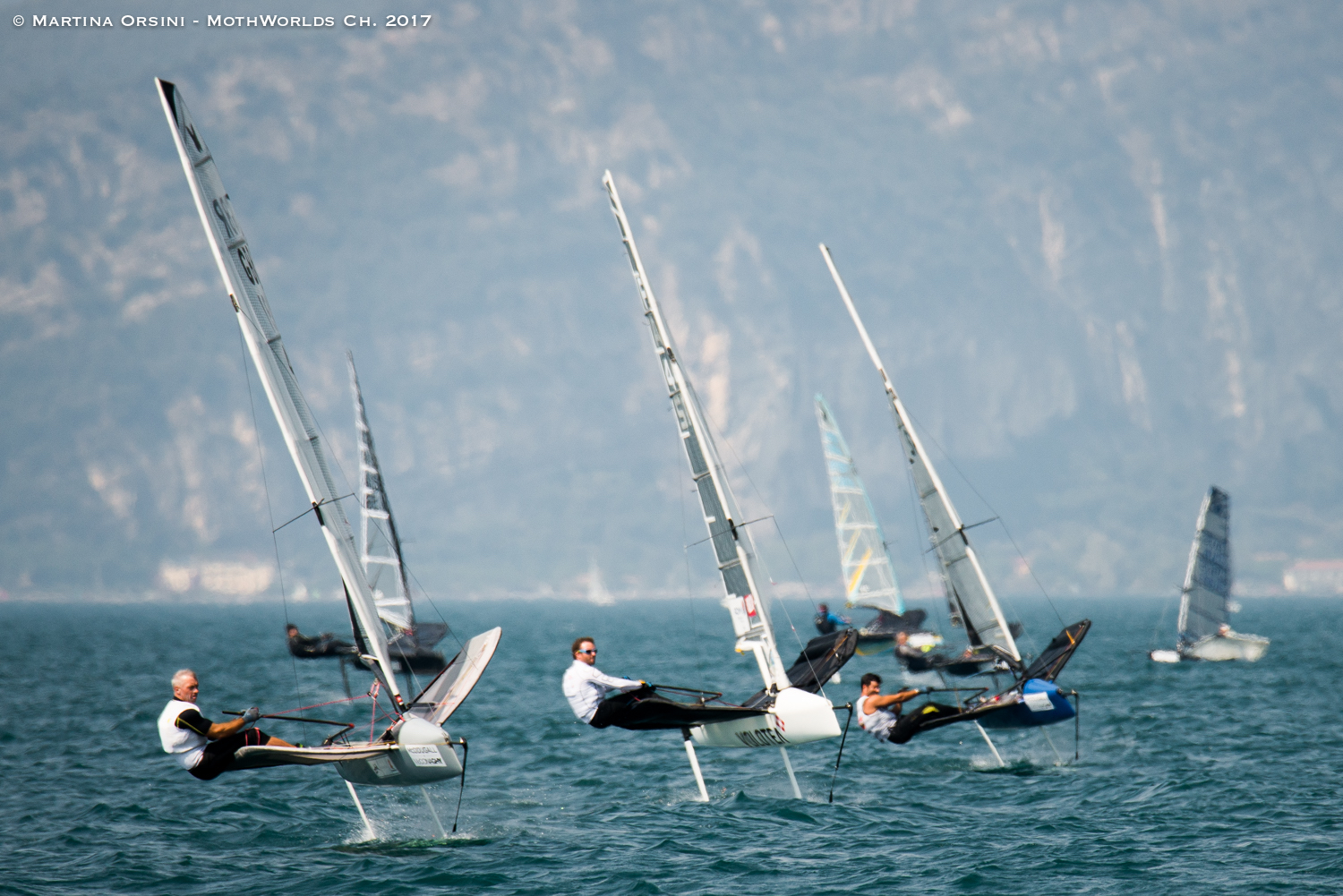 Close racing as they power upwind