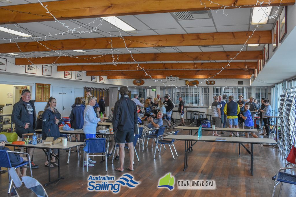 Sailors, parents and coaches filled the club to await the decision on Sundays racing.